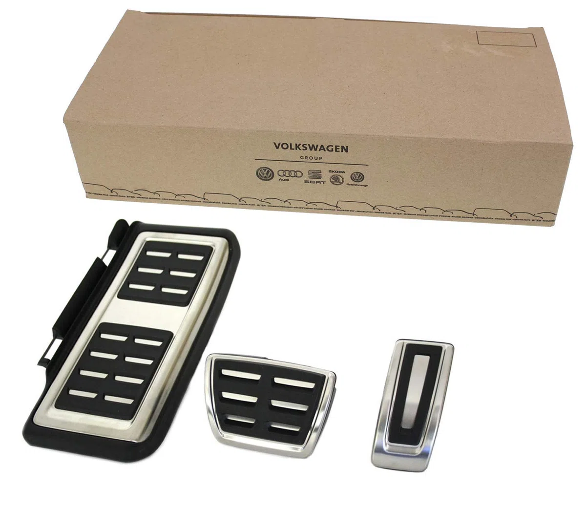 Original VW Audi Seat Skoda Pedalkappen DSG Golf 7 5G GTI Pedale VW Sportsvan Audi A3 8V Fußstütze Octavia 5E Leon 5F Ateca Sportpedale Edelstahl Kappen S-Tronic