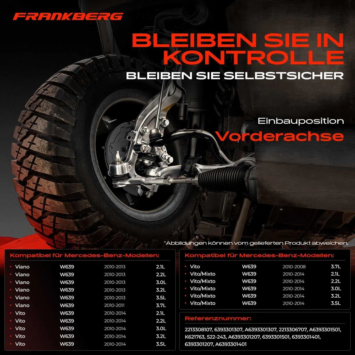 Frankberg 2x Querlenker + Traggelenke Vorderachse unten Kompatibel mit Viano W639 2010-2013 Vito W639 113 116 110 115 109 111 120 122 119 126 123 2010-2014 Replace# 6393301501