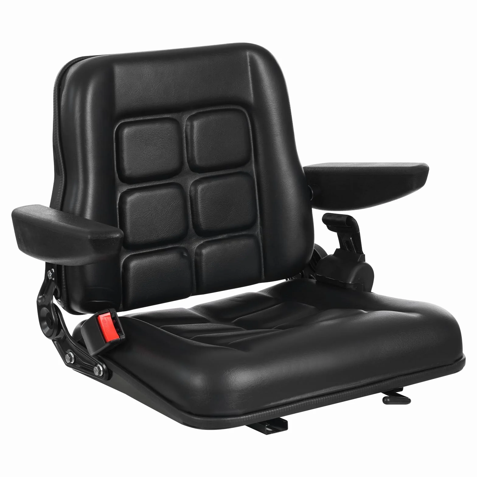 Universalsitz Traktorsitz Schleppersitz 35-180° Verstellbar mit Sicherheitsgurt Armlehne Wasserdichter PVC Gabelstaplersitz