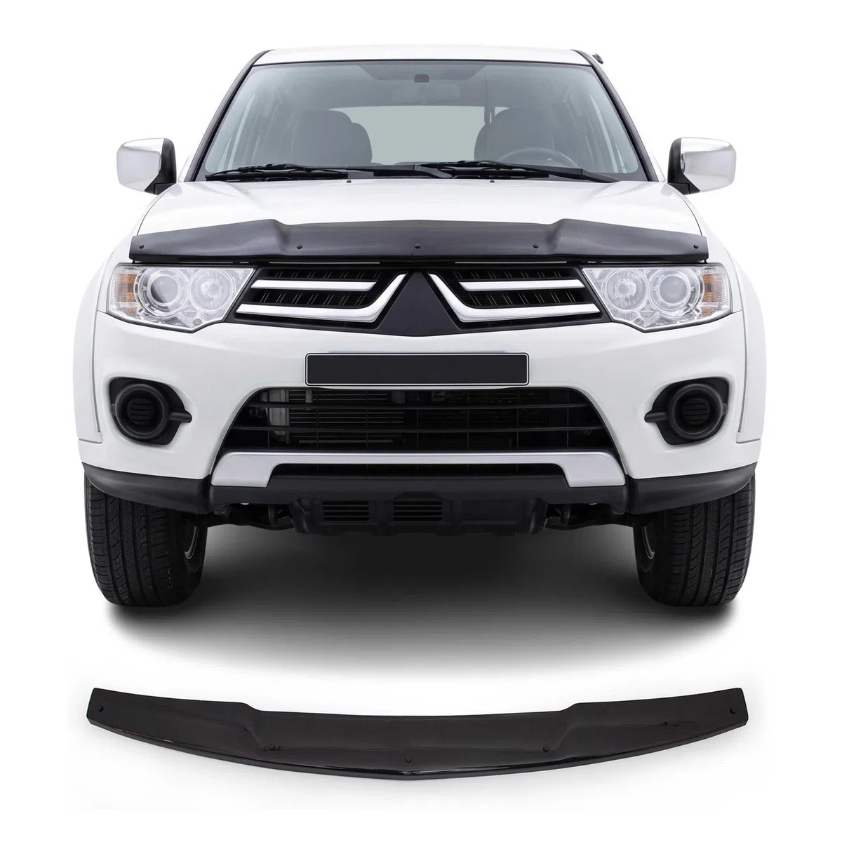 OMAC Motorhaube Deflektor Insektenschutz kompatibel mit Mitsubishi L200 2006-2015 Dunkel