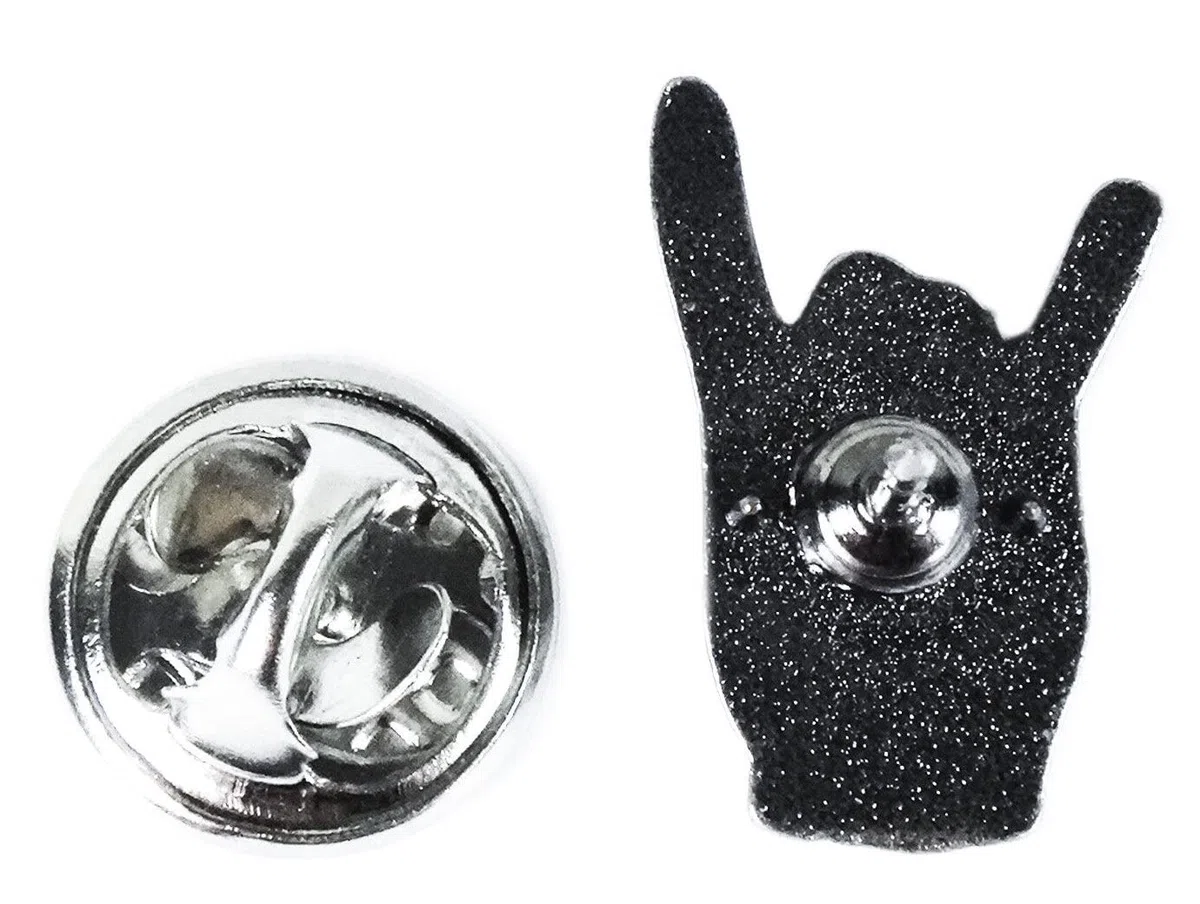 Heavy Metal Pin - Headbanger Mano Cornuta - Rockhand Metal Hand Anstecker - Pommesgabel Ansteck-Pin