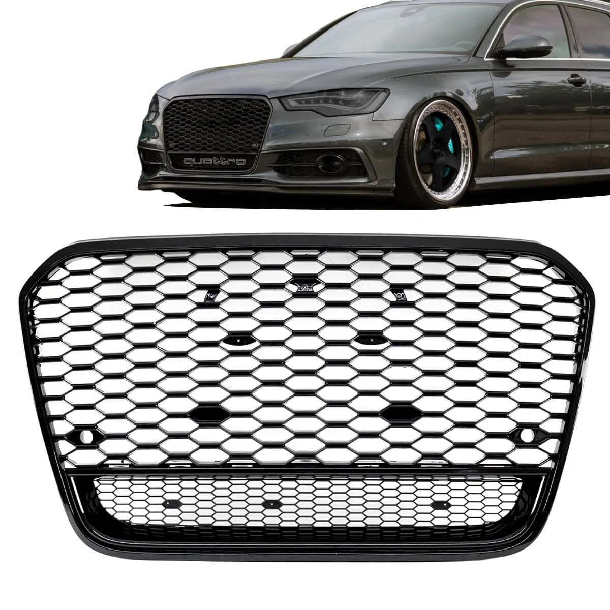 DM Autoteile Sport Wabendesign Kühlergrill Hochglanz Schwarz passt für A6 4G C7 bj 10-14 außer RS6 S6