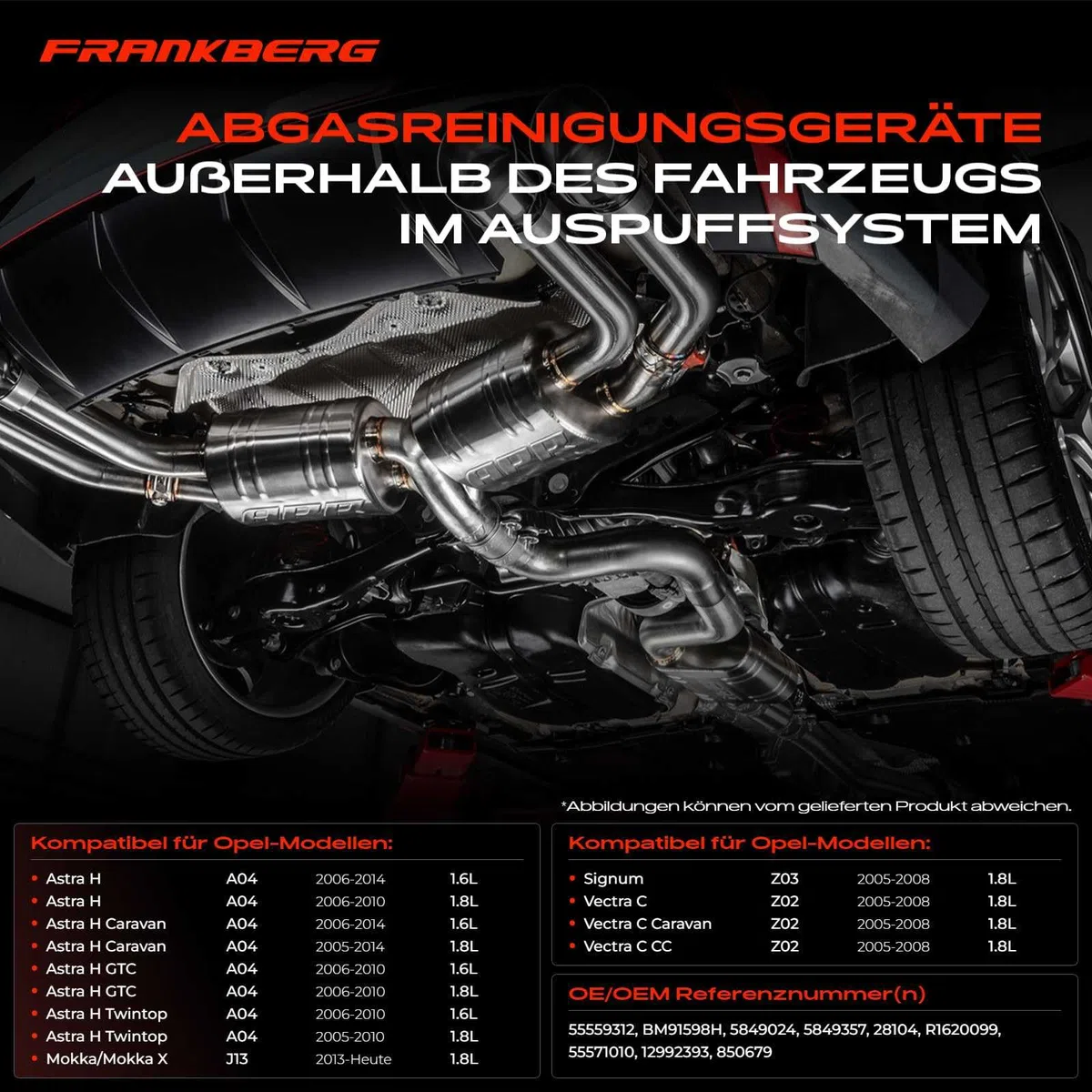 Frankberg Katalysator Rußpartikelfilter Benzin Kompatibel mit Astra H L48 1.6 1.8 Astra H Caravan L35 1.6 (LPG) Signum Z03 1.8 Vectra C CC Z02 1.8 Zafira B Kasten/MPV A05 1.8 VAN Replace# 12992393