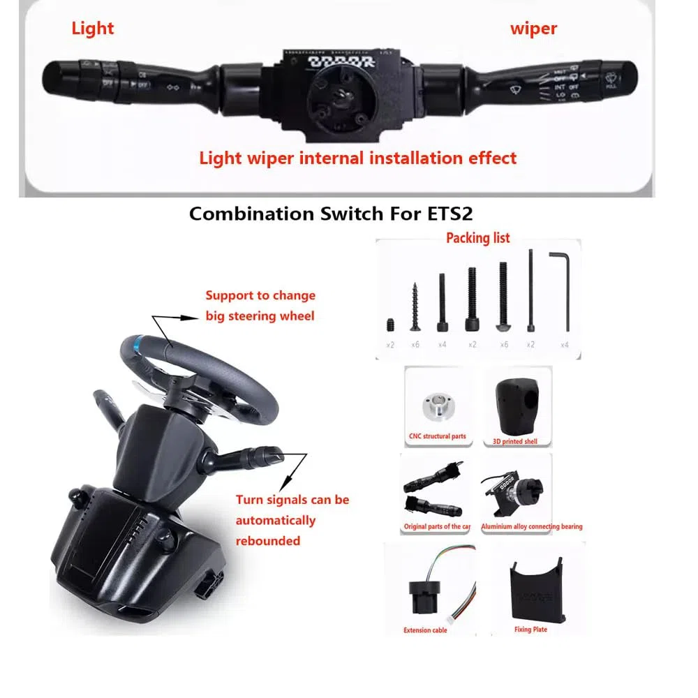 Benshuuk DIY Drehsignalwischer Hebel Kombinationsschalter für G27 / G29 / G920 / G923 oder Moza Spiel Lenkrad; PC Rennsimulator für ATS ETS2 OMSI 2 Euro/American Truck (For G27/G29/G920)