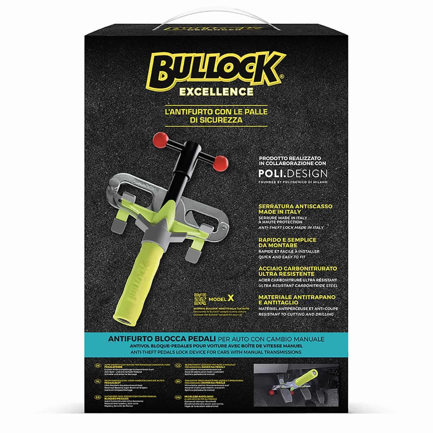 Bullock 146162 Excellence Pedalschloss - Diebstahlsicherung für Fahrzeuge mit mechanischem Getriebe, Model X, Gelb