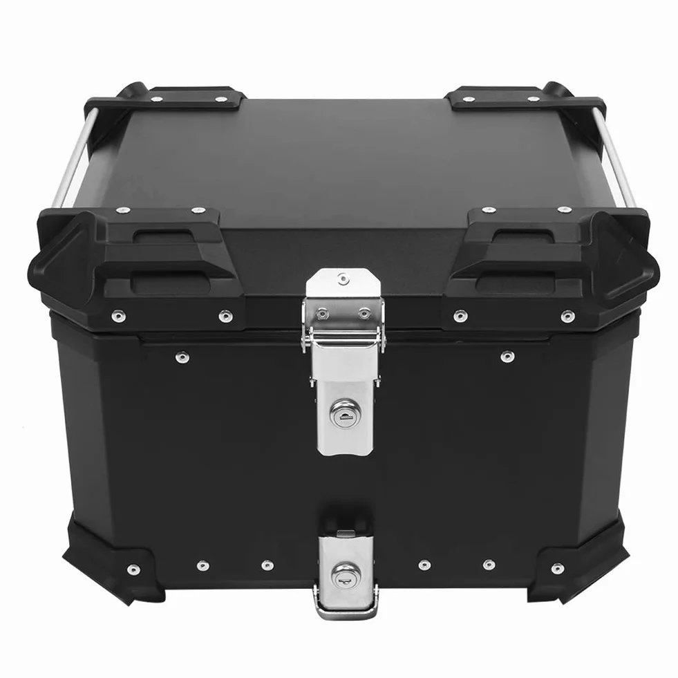 BigKing Motorrad Topcase 45L – Wasserdichter Motorradkoffer mit Schloss & 2 Schlüsseln, Universal Heckbox für Roller & Motorrad, CNC-Aluminium Gepäckbox (Schwarz)