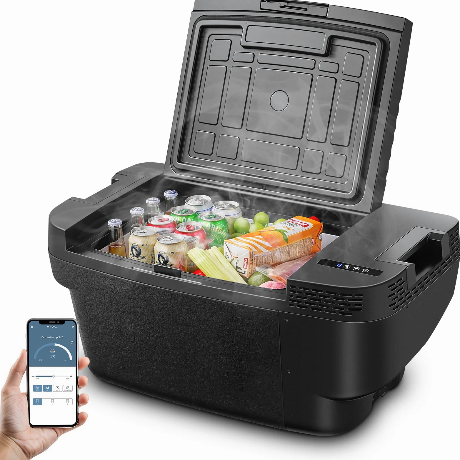 AAOBOSI Kompressor Kühlbox 35L 12V bis -20°C App-Steuerung Tragbar Anti-Shake für Outdoor Reisen Camping