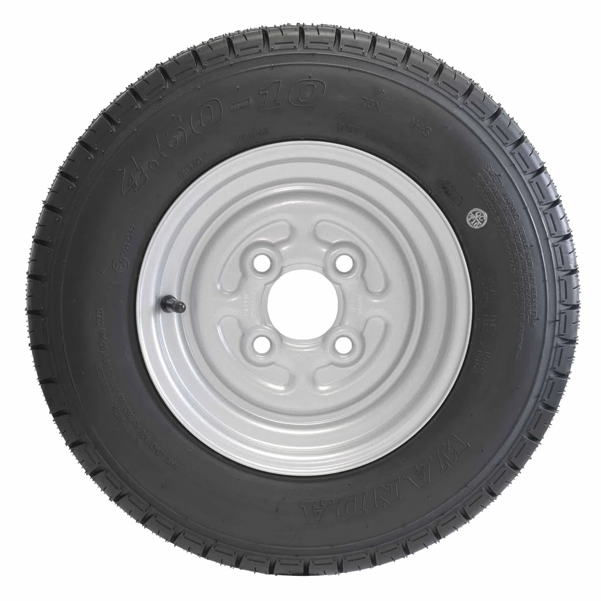 The Drive | 2x Komplettrad 4.50-10 76N TL M+S für kleine Pkw-Anhänger | Felge 3,50x10 ET0 / ML60 – Lochkreis 4x100 | Tragkraft je 400kg – max. 140 km/h | mit Felge