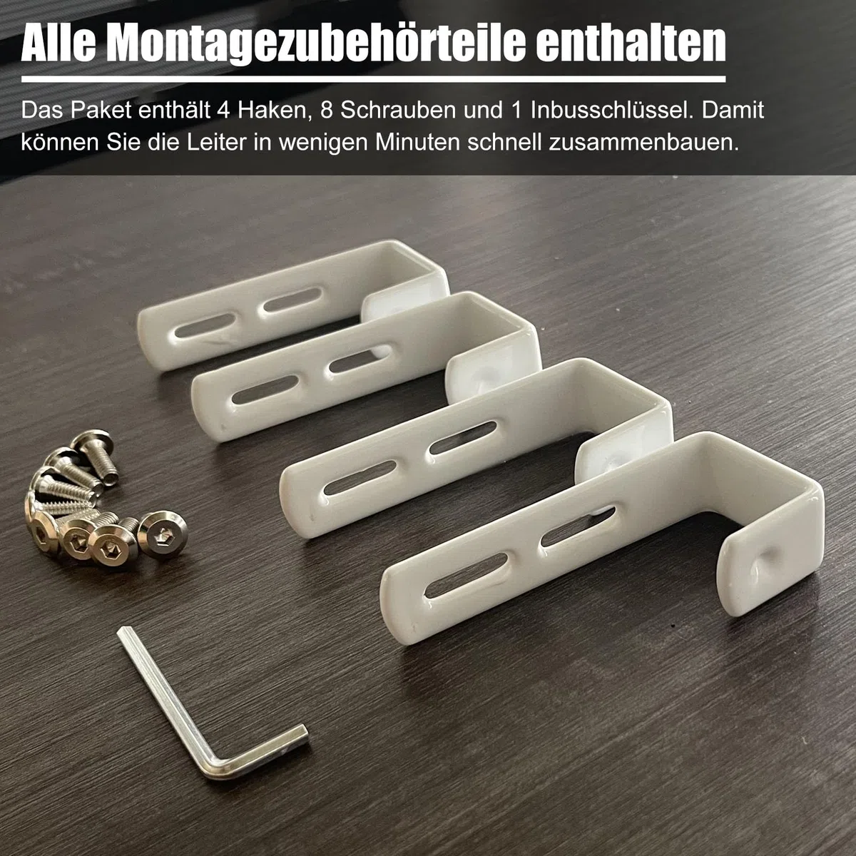 Treppe Hochbett Leiter 127/140/152/168 cm, Wohnmobil-Etagenbettleiter mit 4 Haken und Fußkappen, Metall-Twinbett Trittleiter für Zuhause, Wohnheim, Belastbarkeit 150 kg (152cm, Weiß)