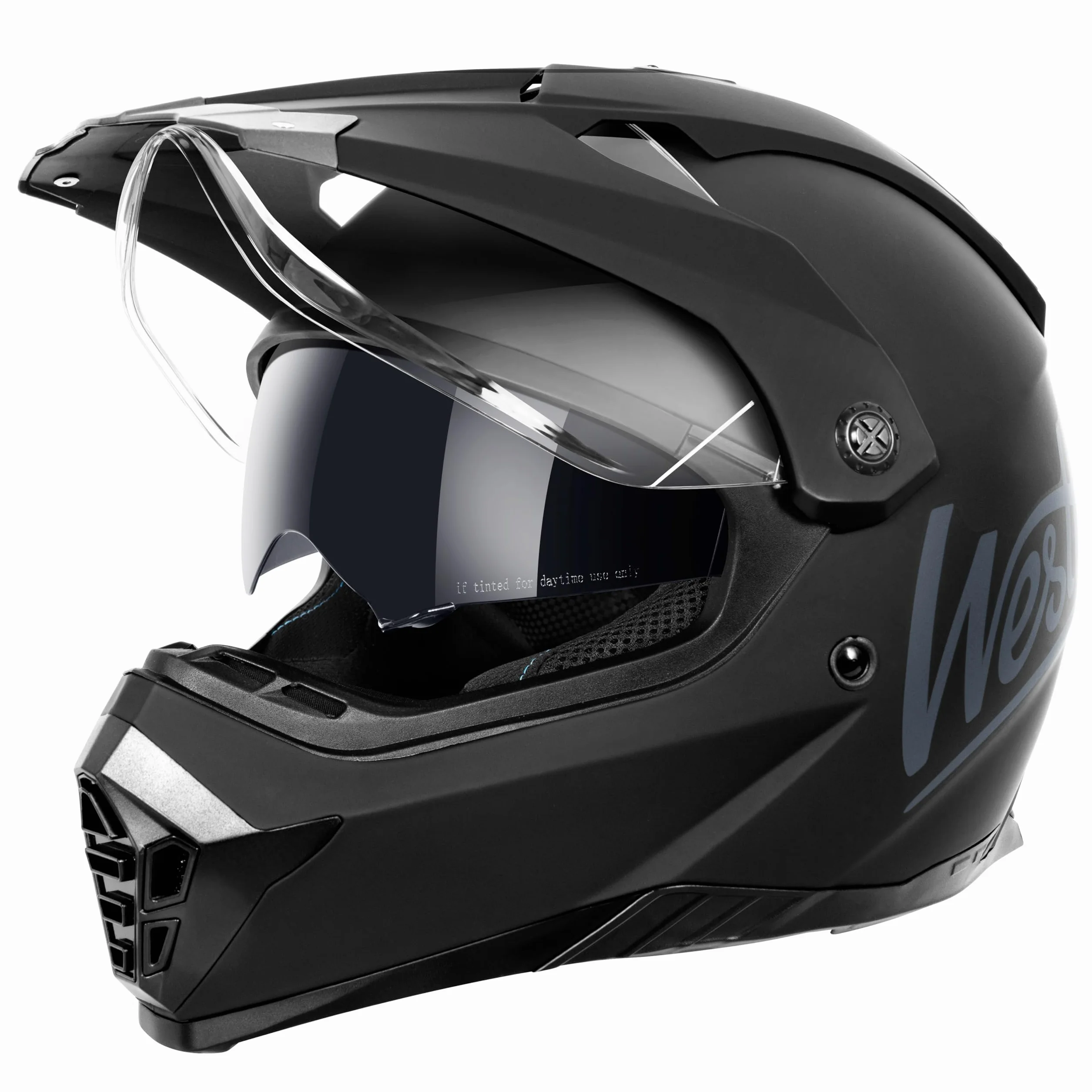 Westt Motocross Helm Integralhelm Motorradhelm ECE 22.06 geprüft – Enduro Helm mit Visier und Sonnenlende für Herren & Damen – Robuste ABS-Schale, Waschbares Innenfutter– ideal für Enduro, Stadt, MTB