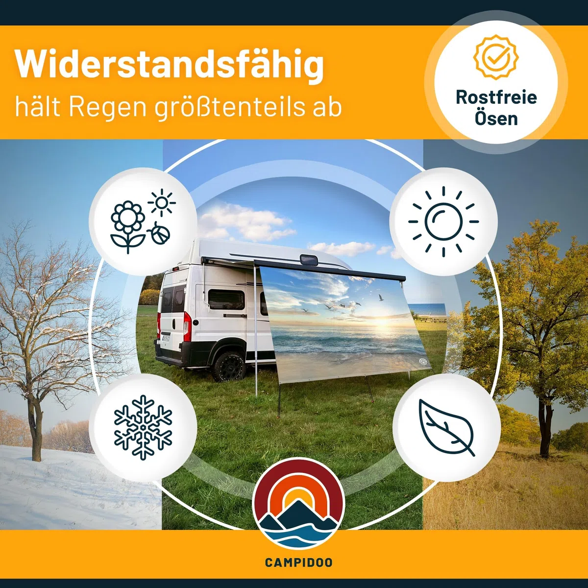 Textil Sonnensegel LAVENDELFELD | Höhe 200cm | hochwertiger Fotodruck inkl. Keder-Befestigung | Markisen-Vorderwand - Länge/Keder: 350cm / 5 mm Keder