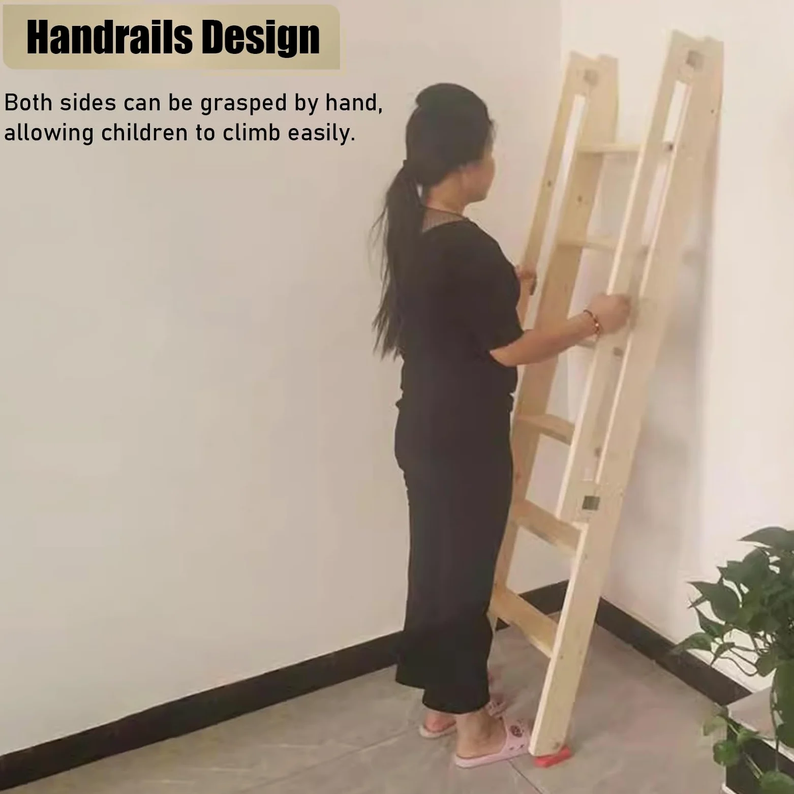 EsEntL 6,5 5,7 4,9 4,1 3,2 Fuß hohe Etagenbettleiter aus Holz mit Handläufen, 3,7" breite Sprossen, nur Ersatzleiter, 7 6 5 4 3 Stufen Hochbettleiter für Wohnwagen Schule (Größe: 150 cm/59"/4,9 Fuß