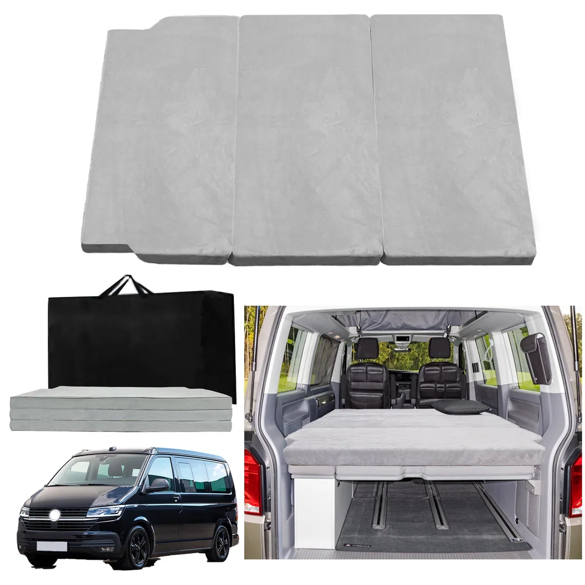 Verdickte tragbare Klappmatratze kompatibel mit VW T32 T4 T5 T6 T6.1 T7 Multivan California Beach Caravelle und Transporter Wohnmobil Camper zubehör 186 * 148 * 8cm