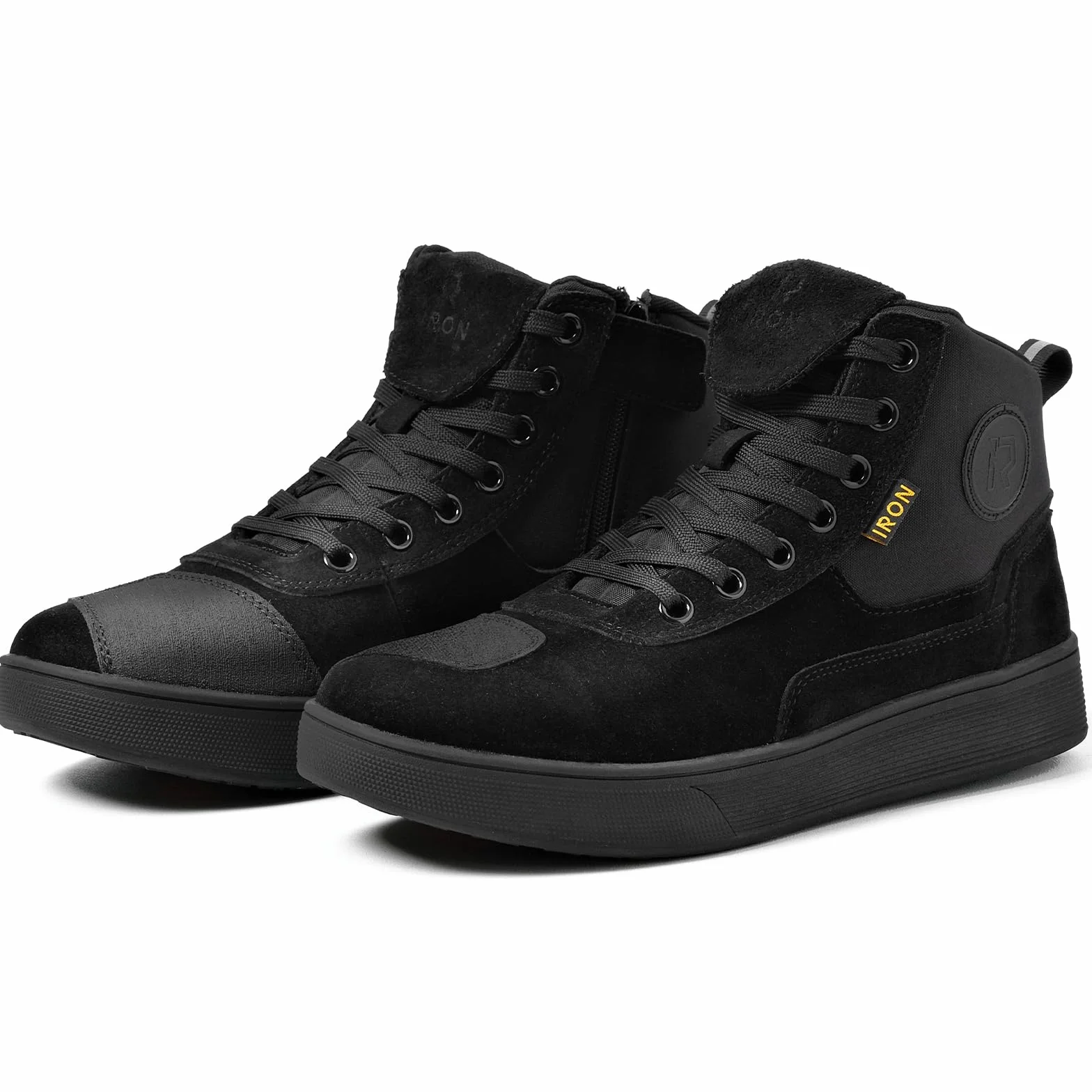 RIDEIRON Motorradschuhe Herren Damen Motorradstiefel CE-geprüft,rutschfeste,verstärkte verdickte Sohle, wasserdicht atmungsaktiv bequem mit seitlichen Reißverschlüssen und Knöchelstütze Schwarz 43