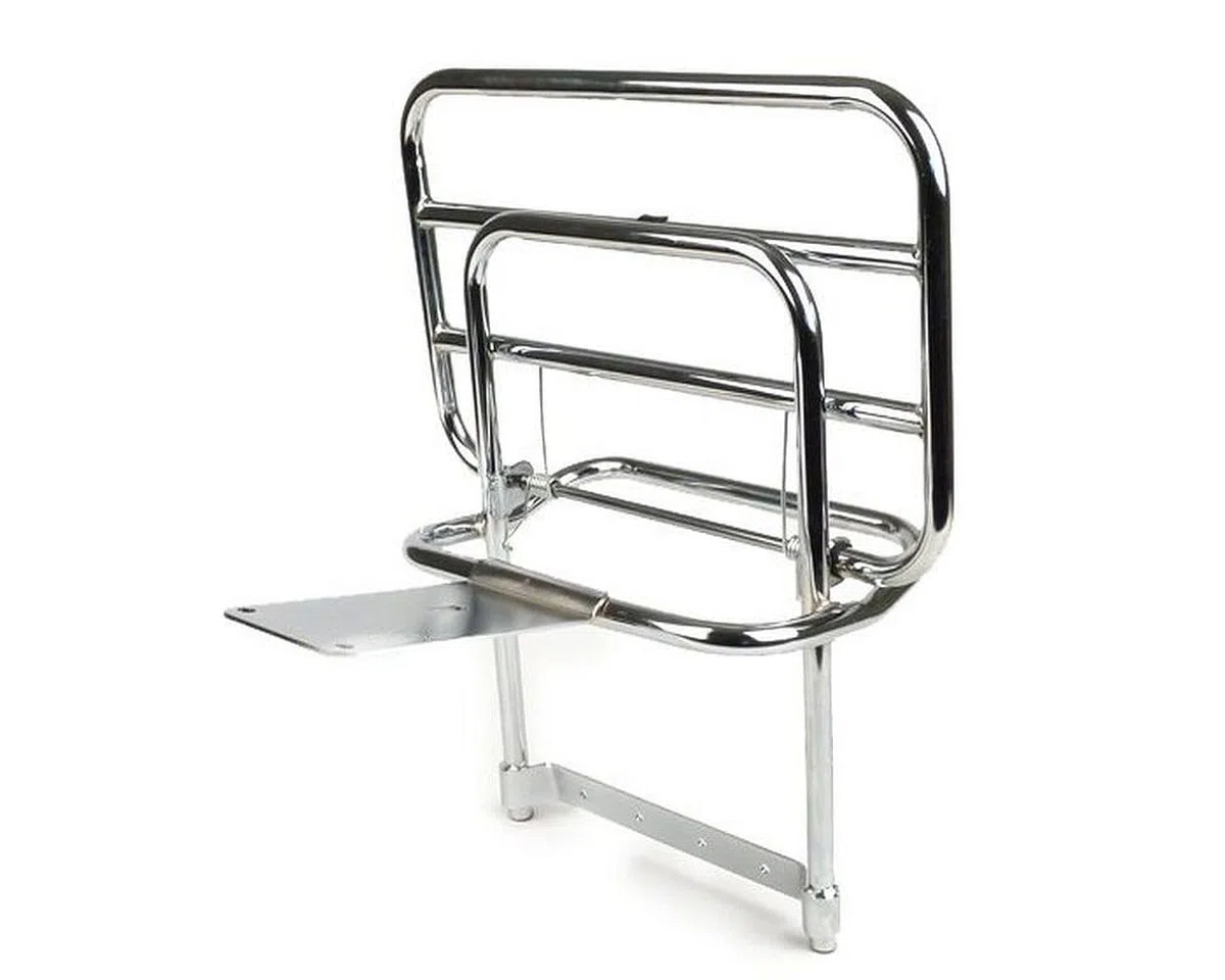 Gepäckträger klappbar hinten Chrom kompatibel Vespa PX80 PX125 PX150 PX200 LML Star Stella DLX