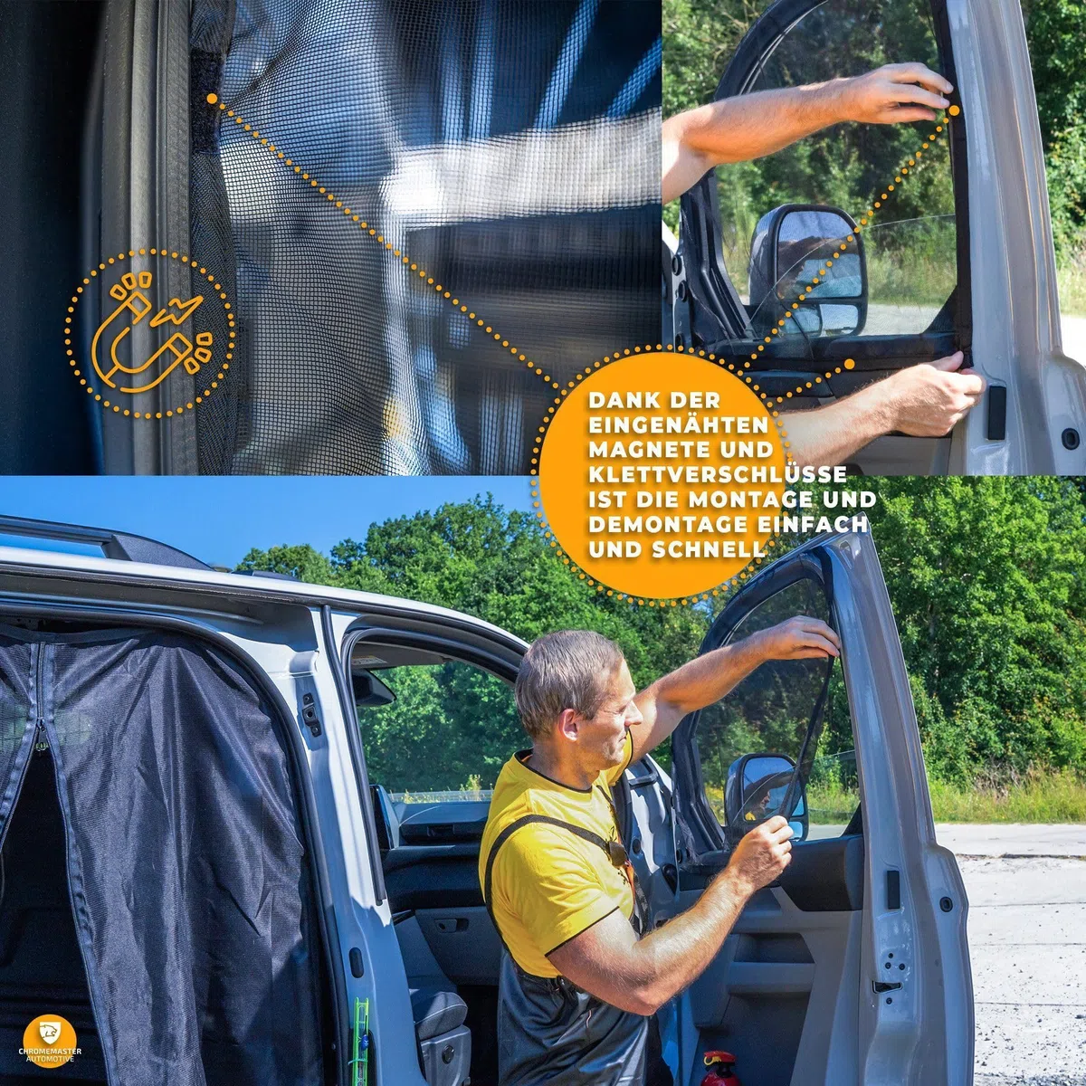 CHROMEMASTER | Magnetisches Fliegengitter für Camper, Campervan, Wohnmobil | Kompatibel mit FIAT Ducato 2006+ | Moskitonetz, Schutzgitter Gegen Insekten, Ungeziefer, Mücken und Spinnen