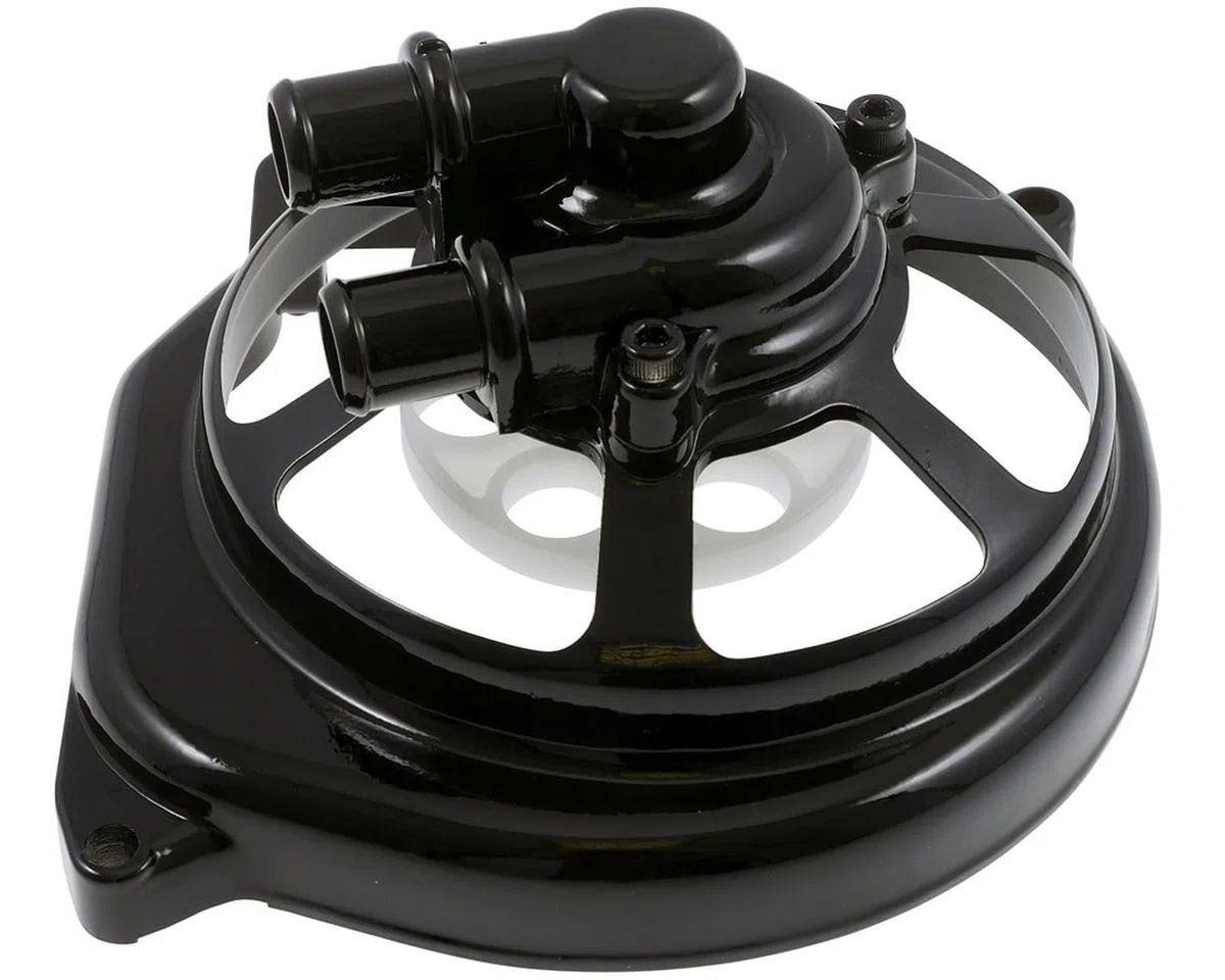 Wasserpumpendeckel STR8 Extreme Cut schwarz kompatibel für YAMAHA Aerox 50cc, Jog RR, ROLLER