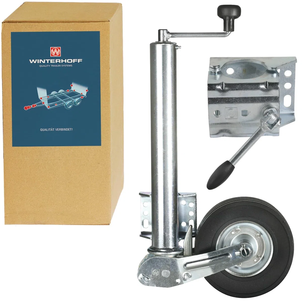 BandelOne enthält Winterhoff Automatik Stützrad 350 Kg Drucklager 60mm Rohr + Klemmschelle Halter