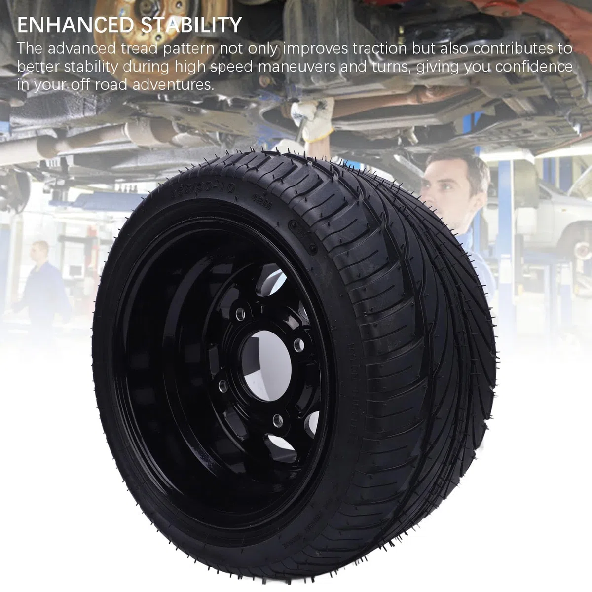 Asixxsix 10-Zoll-All-Terrain-Reifen, 235/30-10 6PR, Pannensicherer Golfwagen-Reifen mit Einzigartigem Hervorstehendem Design für Verbesserten Grip und Stabilität auf Schlammigen (Mit Rad Rand)