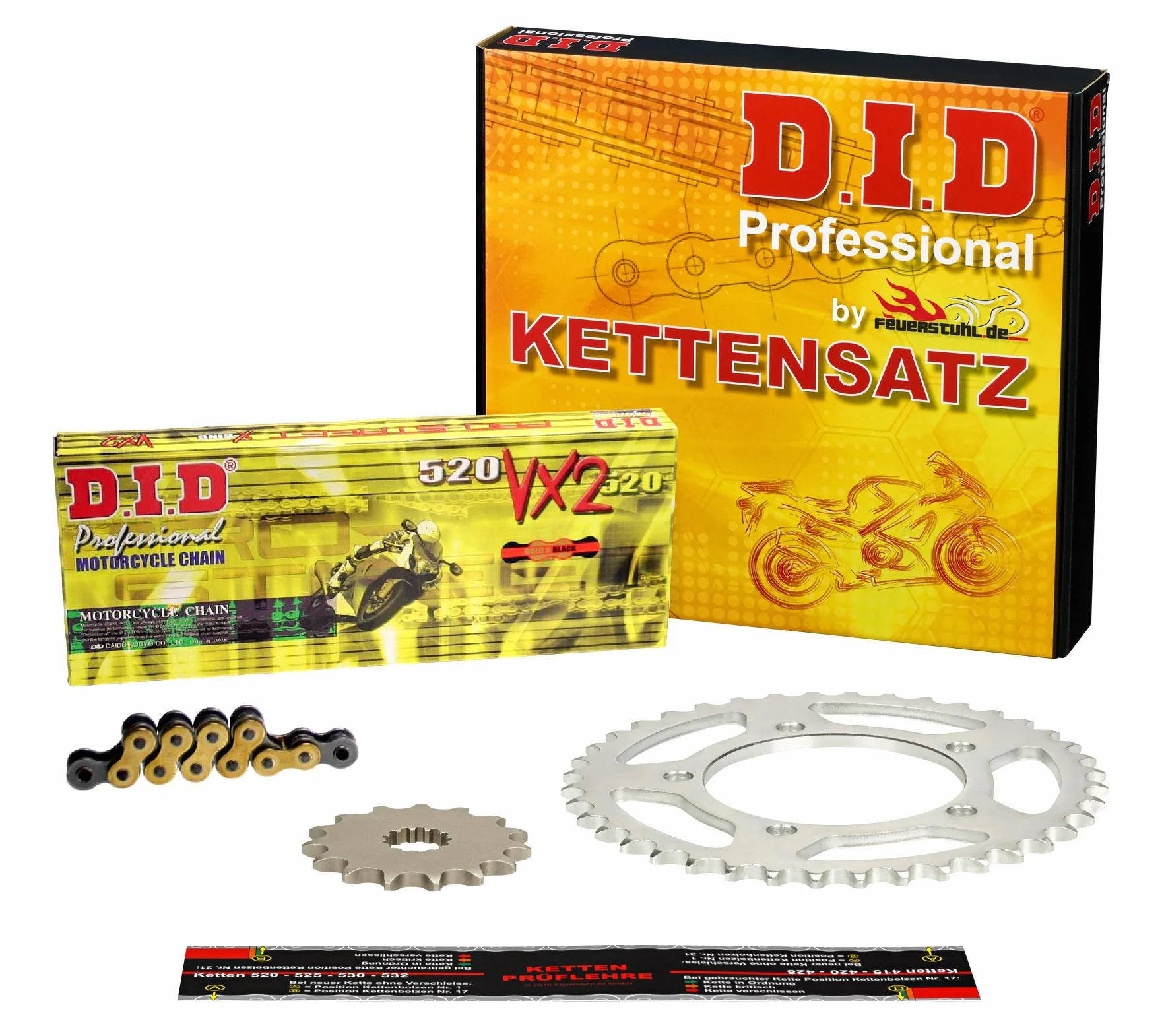 Kettensatz Yamaha XTZ 750 Super Tenere, 1989-1997, 3LD, 3WM, DID X-Ring (VX2 gold) extra verstärkt