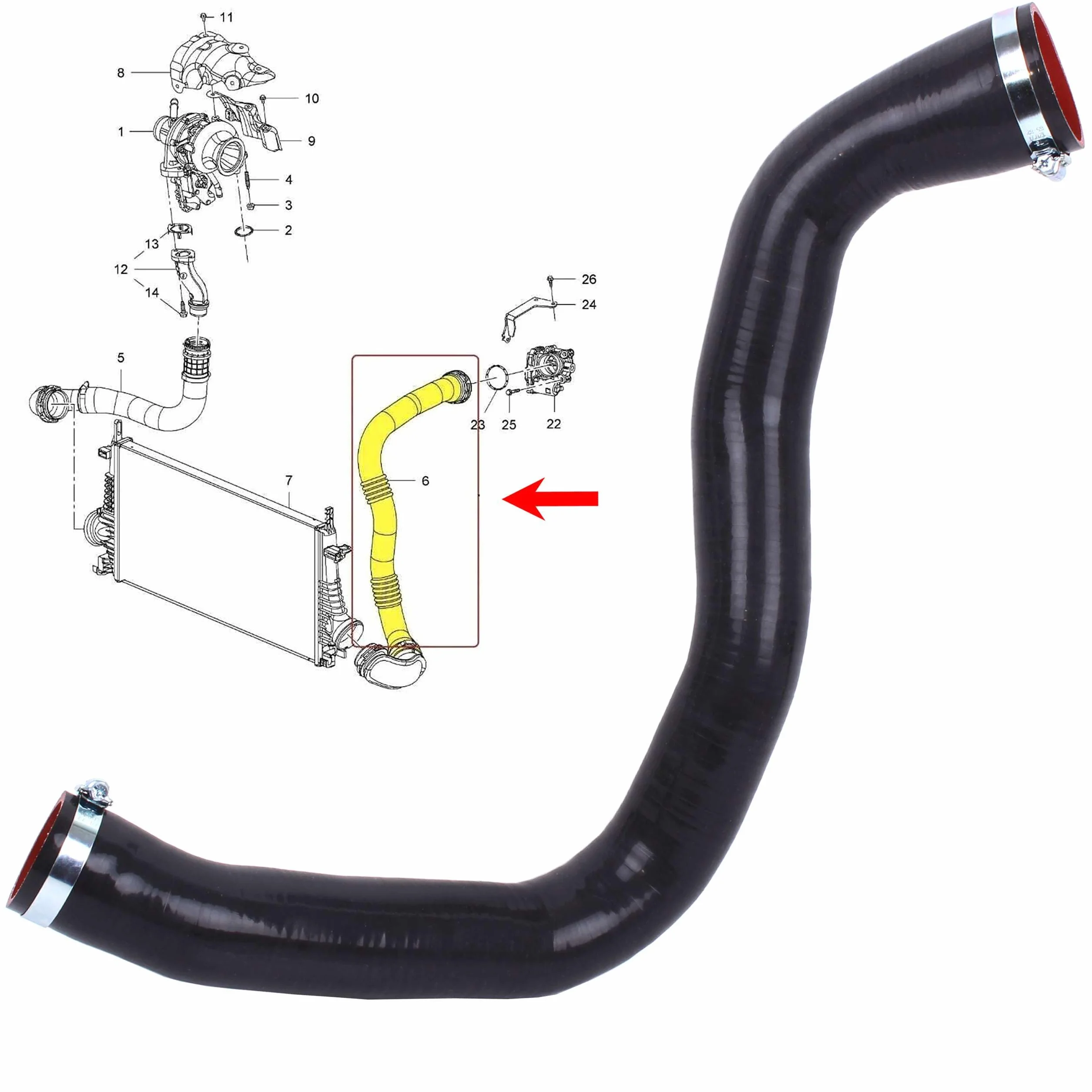 INLY Silikon Turboschlauch Ladeluftschlauch Turbolader kompatibel mit Insignia 2.0 Cdti 1302288 13419441 13419442 (2014-2017)