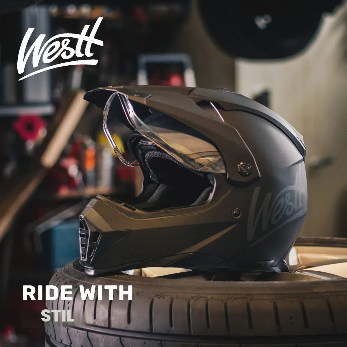 Westt Motocross Helm Integralhelm Motorradhelm ECE 22.06 geprüft – Enduro Helm mit Visier und Sonnenlende für Herren & Damen – Robuste ABS-Schale, Waschbares Innenfutter– ideal für Enduro, Stadt, MTB