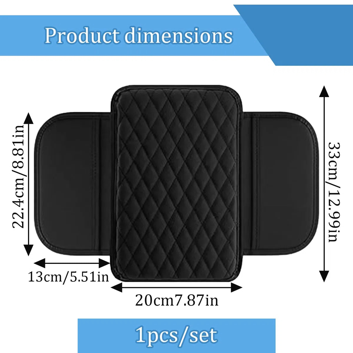 Armlehne Auto, Armlehnen Polster Auto Universal Inklusive 2 Aufbewahrungstasche, Mittelkonsole Autos Box Matte Memory-Schaum, Armlehnenschoner Auto-Innenzubehör für die Meisten Fahrzeuge (Schwarz)