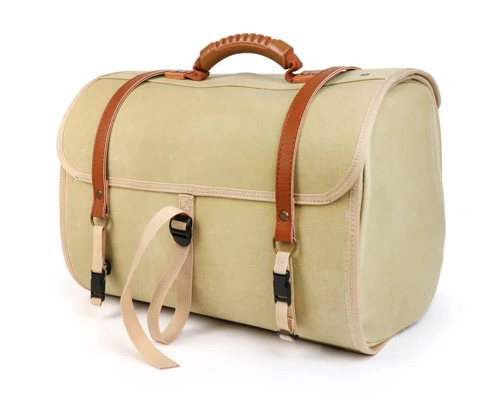MOTO NOSTRA Koffer/Tasche Classic 'waxed canvas', beige, 35L, 480x300x270mm kompatibel für Vespa, Lambretta, GTS, GTV, LX/LXV, ET4, S50, 150, Sprint, Primavera