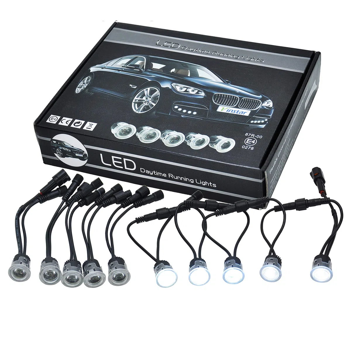 LEDflex flexibles Flex-Design Tagfahrlicht mit 10 LEDs - STVZO passend für alle PKW mit R-87 Zulassung inklusiv Steuerung