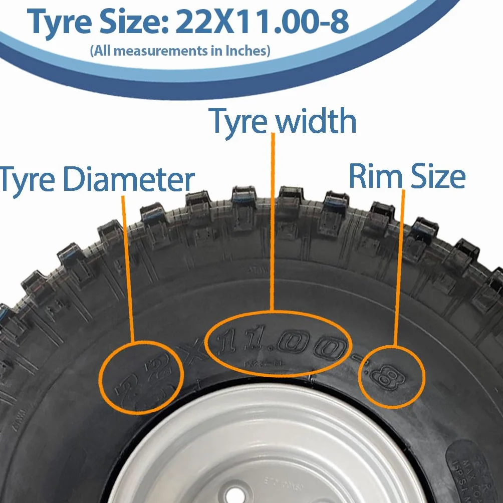 Parnells - 1 Komplettes Rad und Reifen, 22 x 11,00-8 - 4 Bolzen, 100 mm Pcd, 4-Lagig Wanda, Durchmesser 538 mm, 270 mm Breite, 154 kg - für Rasenmäher, Atv-Quad-Anhänger, Buggys, Karts, Off-Road
