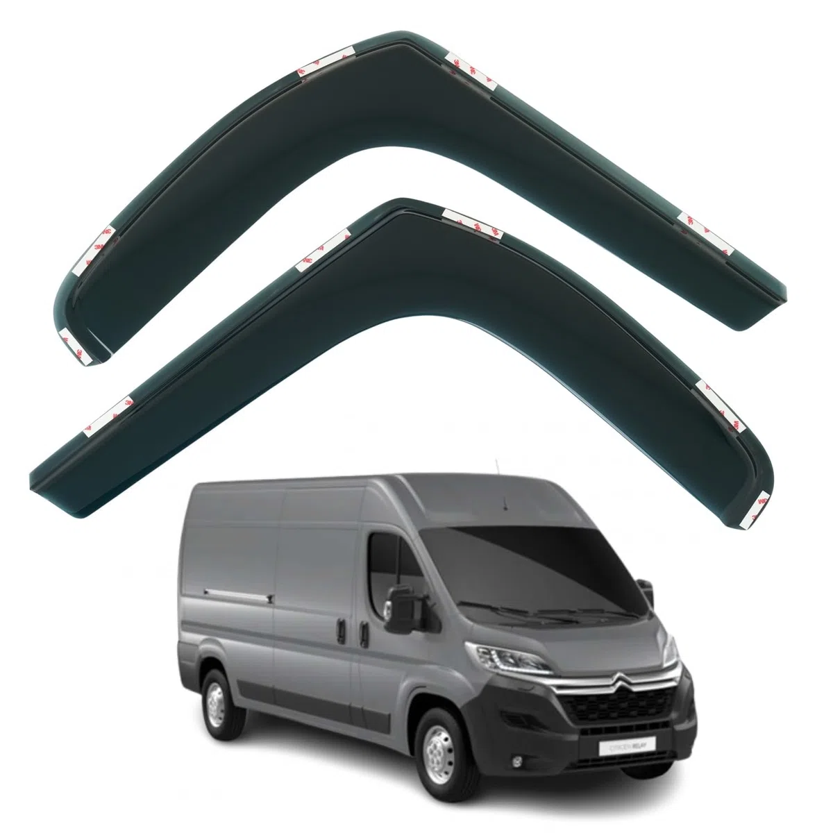 Set mit 2 Windabweisern, kompatibel mit Peugeot Boxer, passend für Citroen Relais und Jumper, passend für Fiat Ducato 2007 2008 2009 2010 2011 2012 2013 2014 2015 2016 2017 2018 Modelle 2019, 2020,