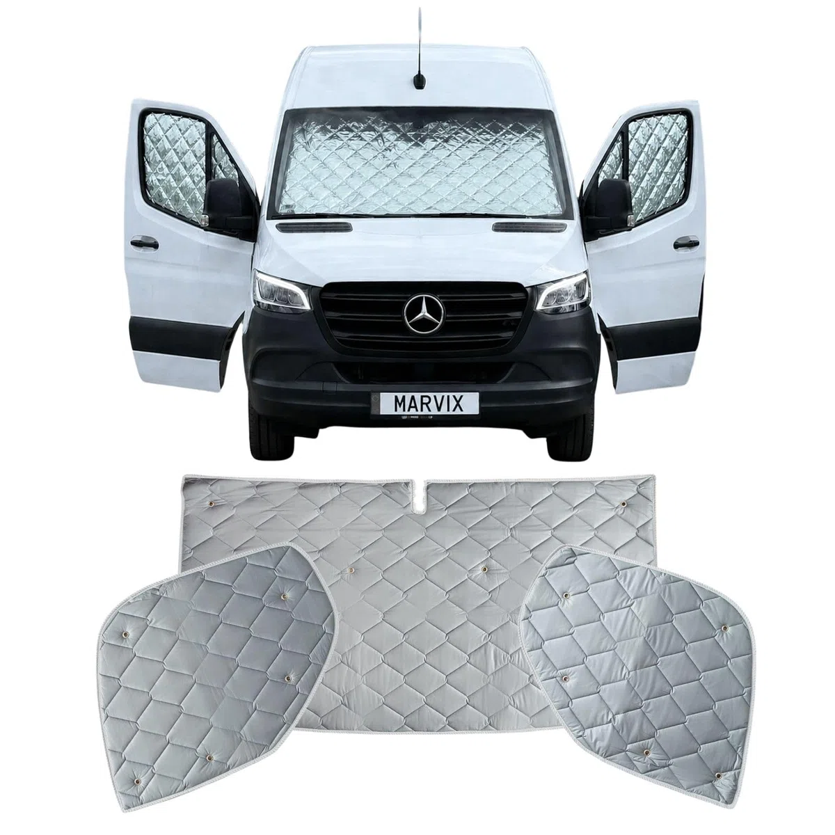 Marvix Thermo-Innenjalousien Premium 9-lagige Fensterabdeckung für Mercedes Sprinter ab 2018 Wohnmobil-Camper-Isolierungs-Sonnenschutz