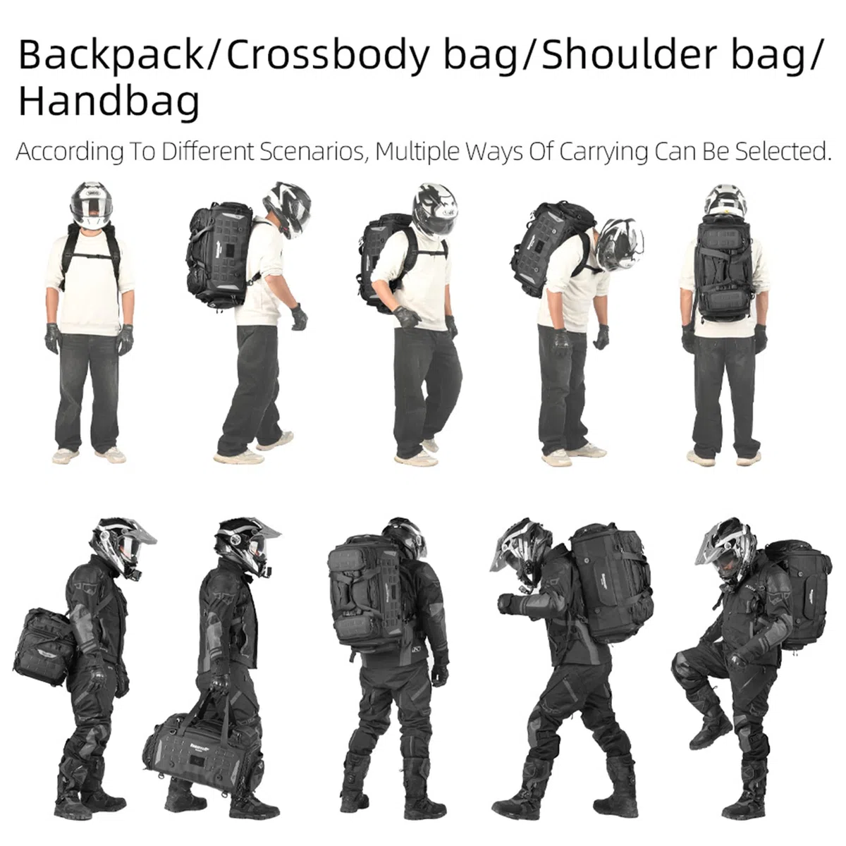 Rhinowalk Motorrad Sitztasche 50-70L Wasserdicht Motor Rücksitztasche Erweiterbar Gepäcktasche Hecktasche Satteltasche Reisetasche Kofferraum Gepäckträgertasche