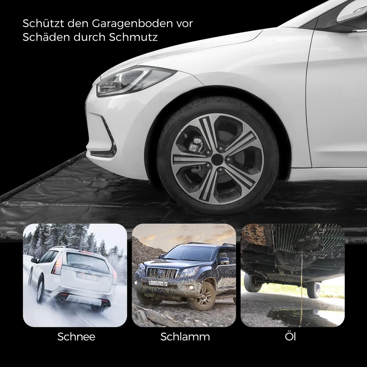 WELKIN Eindämmungsmatte, 8'6" x 20' rutschfeste Garagenbodenmatte - Hochbelastbarer, wasserdichter Schutz vor Schnee, Regen und Schlamm für Autos