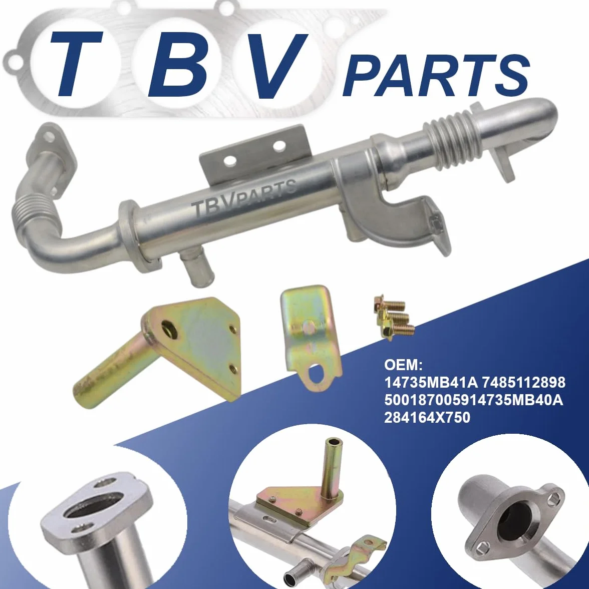 EGR Kuehler fuer Abgasrueckfuehrung, praezise Passform, dichte Verbindung, ersetzt OE 14735MB41A 7485112898 5001870059 14735MB40A 284164X750, montagefreundlich, fuer F24M F24W 2.5