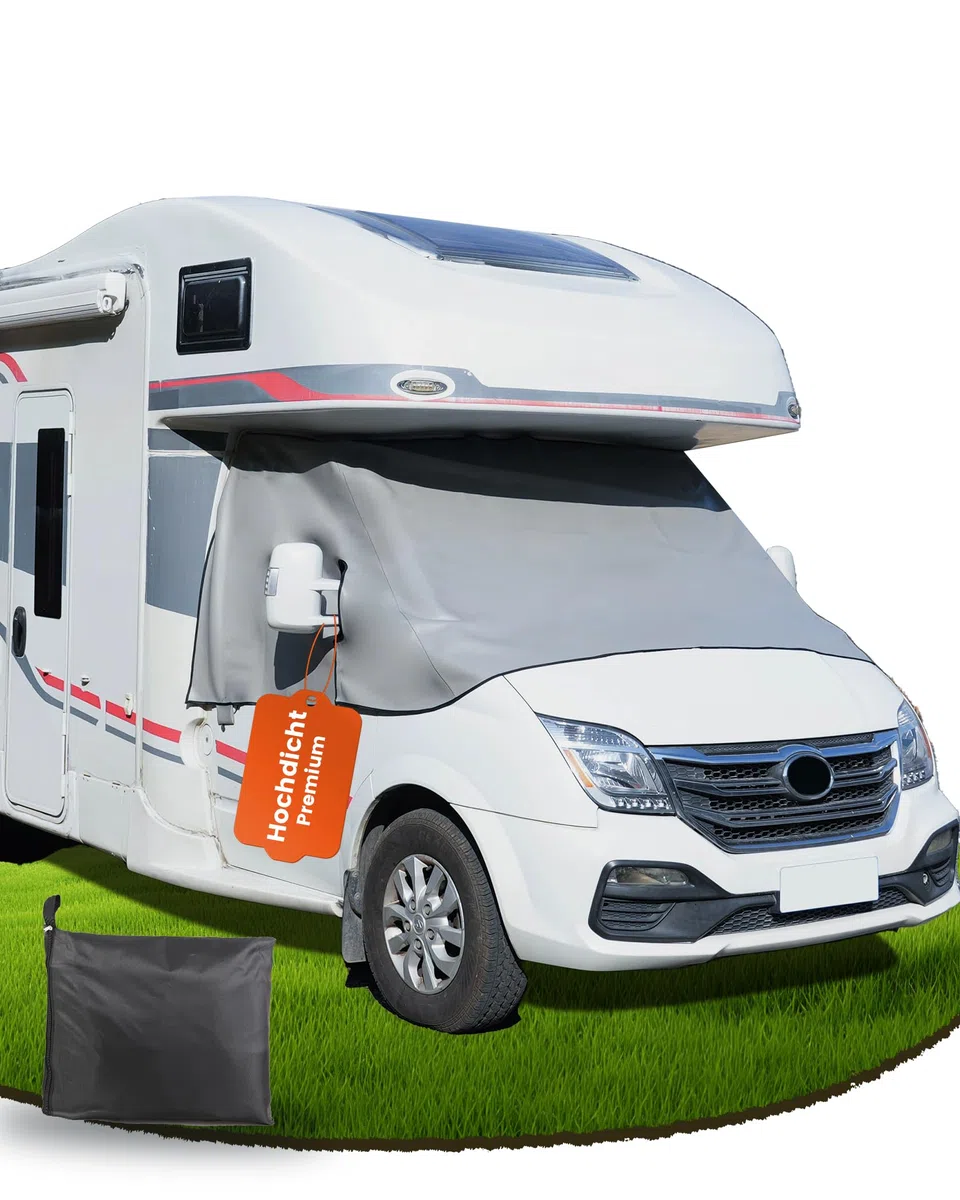 Frontscheibenabdeckung Thermomatte Wohnmobil Zubehör，Umfassender Schutz vor Sonnen, Kalt und Staub, Graue Scheibenabdeckung Geeignet für FIAT Ducato X290 ab 2014