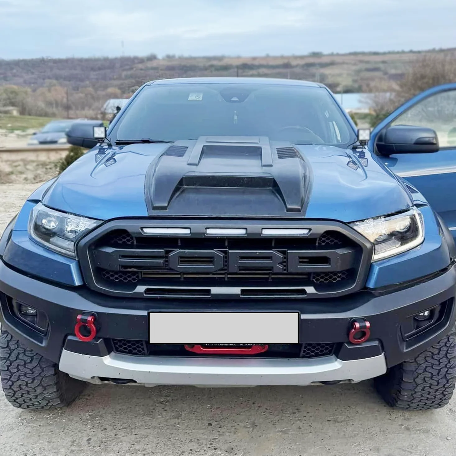 Motorhaubenschaufel für Ford Ranger Wildtrak 2016-2022 T7 T8 ABS UV-beständig Mattschwarz