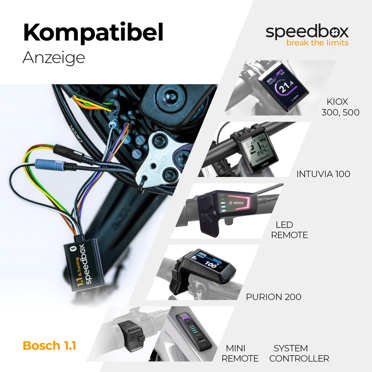 SpeedBox 1.1 kompatibel mit Bosch (Smart System) / E-Bike Premium Tuning-Chip für Bosch-Motoren mit Smart System