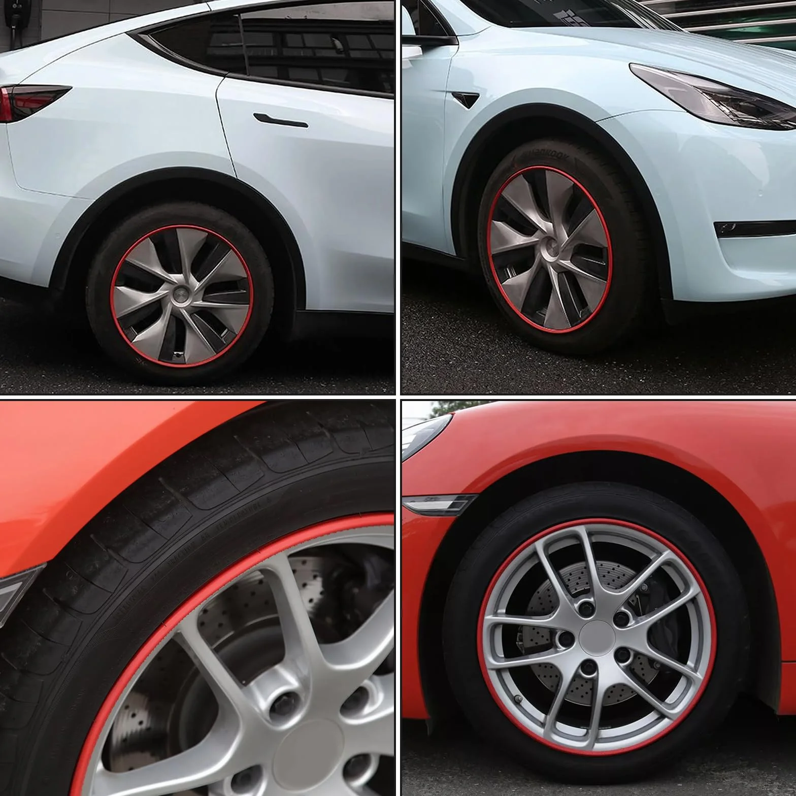 4 Stück Felgenschutz Nylon Uberturbine-Rad–Streifen zur Verhinderung von Bordsteinausschlägen, für Tesla Model 3/y (Schwarz, fit 18 Zoll Rad)