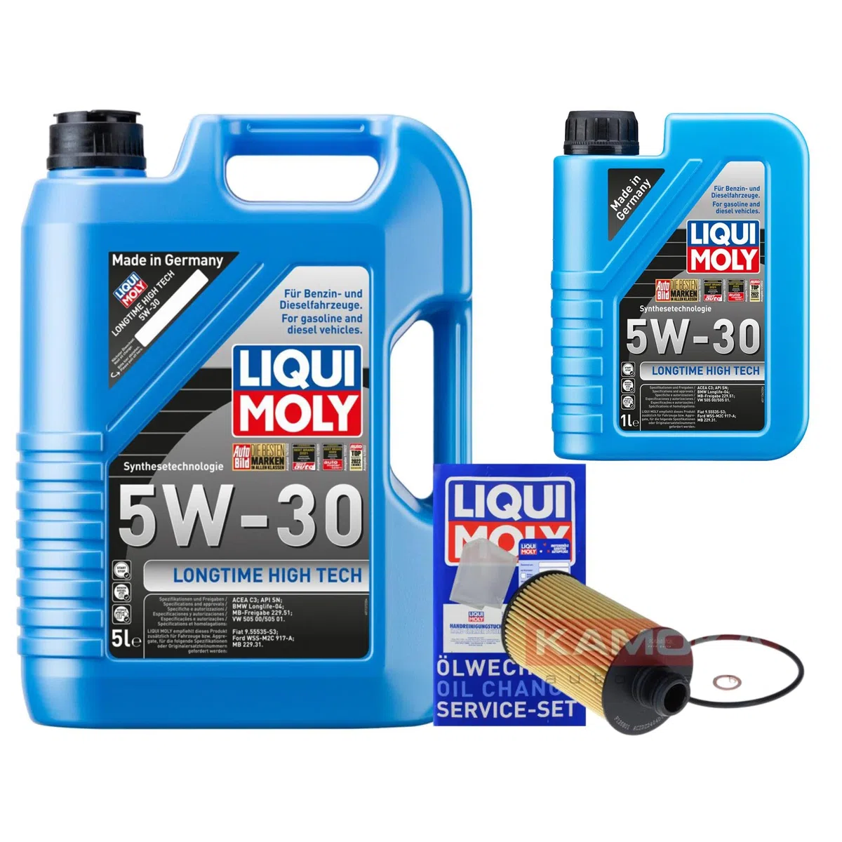 Inspektionspaket enthält 6 Liter Motoröl 5W-30 Longtime High Tech Ölfilter für Rexton W Y400 2.2 XDi AWD Korando