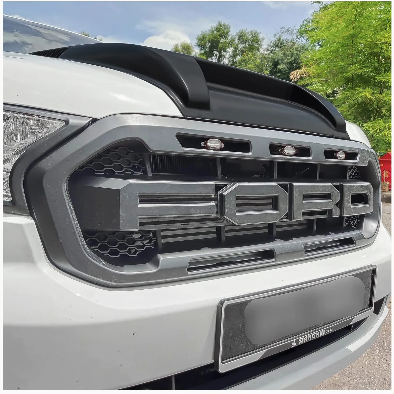 Motorhaubenschaufel für Ford Ranger Wildtrak 2016-2022 T7 T8 ABS UV-beständig Mattschwarz