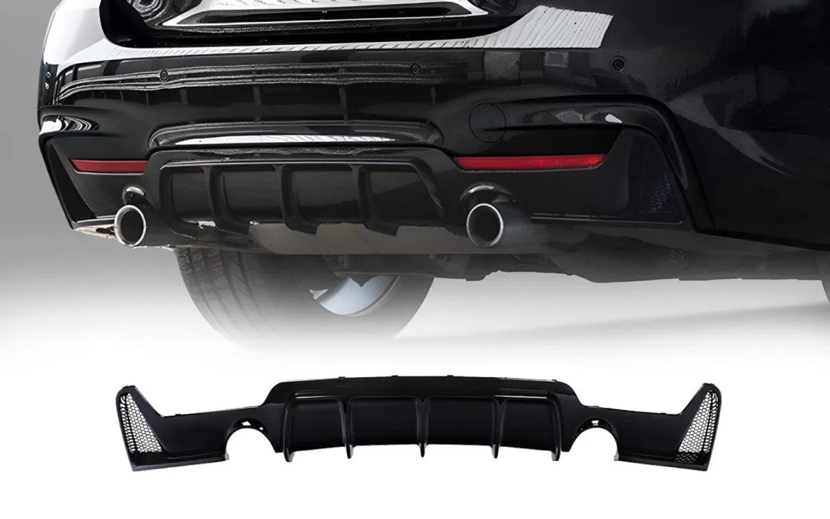 MpTuned BMW F32 F33 F36 Diffusor schwarz glänzend für BMW 4er 2014–2019 435i, 440i, 435d, 440d, Heckdiffusor