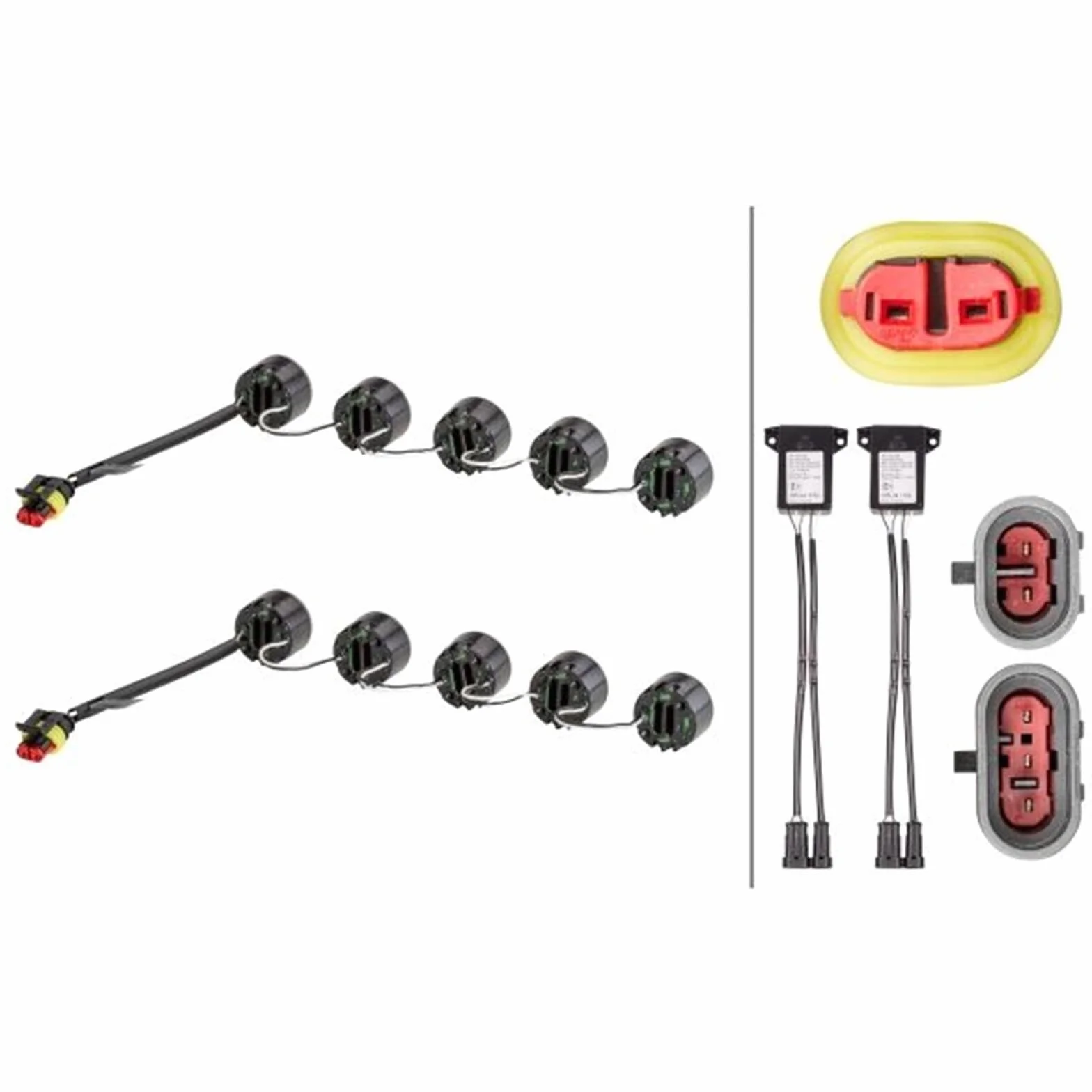 HELLA 2PT 010 458-711 LED-Tagfahrleuchtensatz - LEDayFlex - 12/24V - rund - Einbau - Lichtscheibenfarbe: glasklar - Kabel: 120mm - Fahrzeugfront - Satz