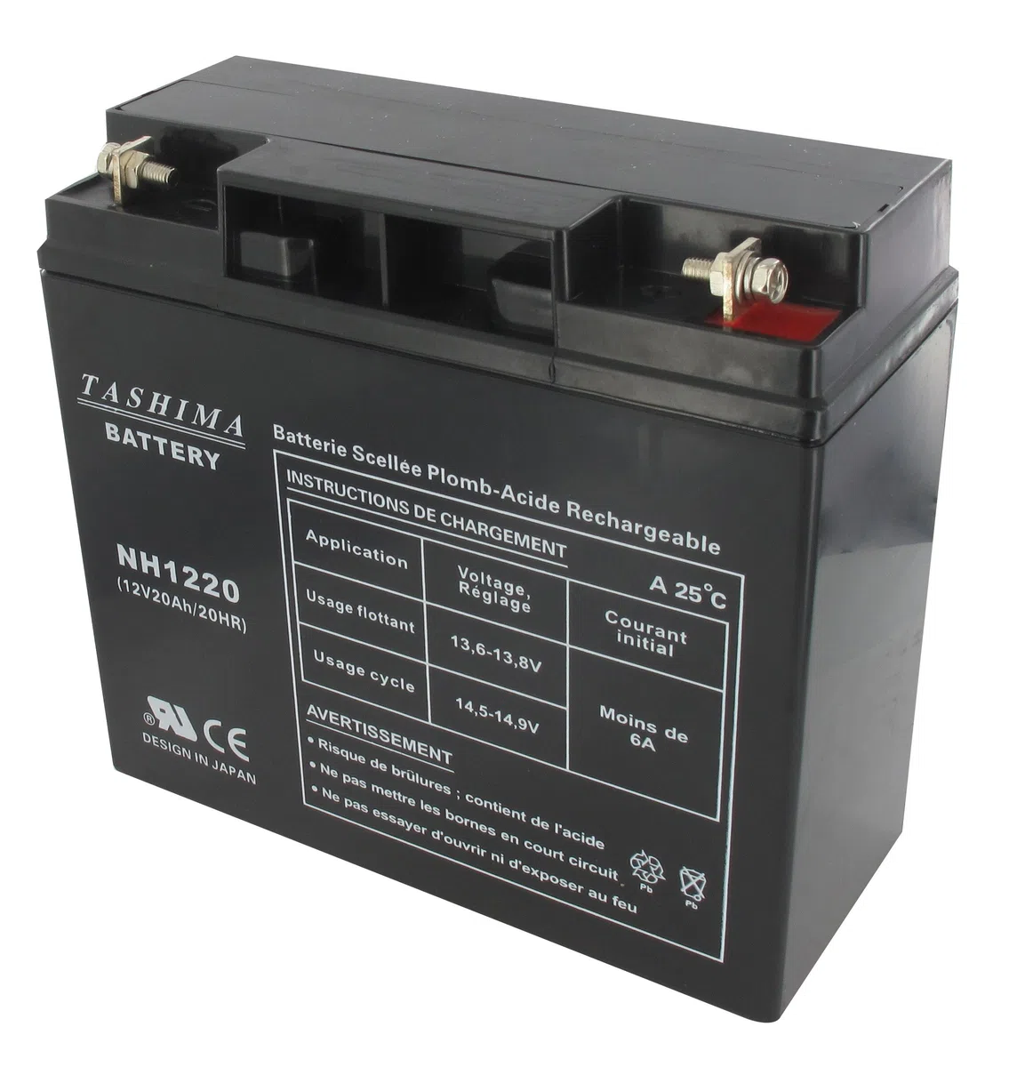 Tashima Motorrad Batterie NH1220 12V 20Ah Schwarz