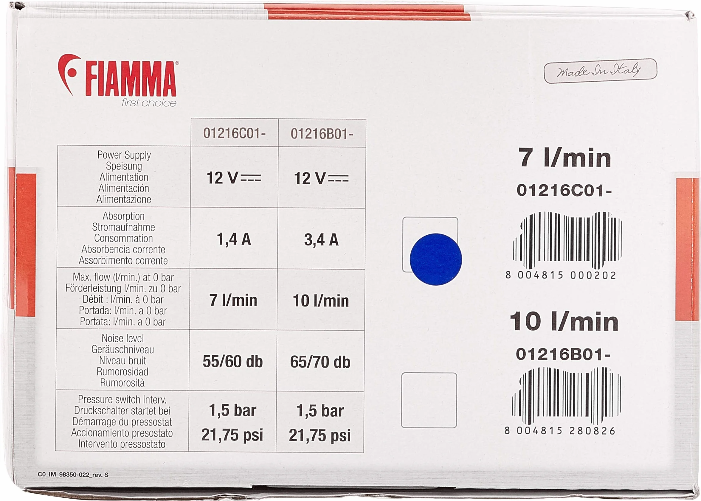 Fiamma Pumpe Aqua 8 7l/min