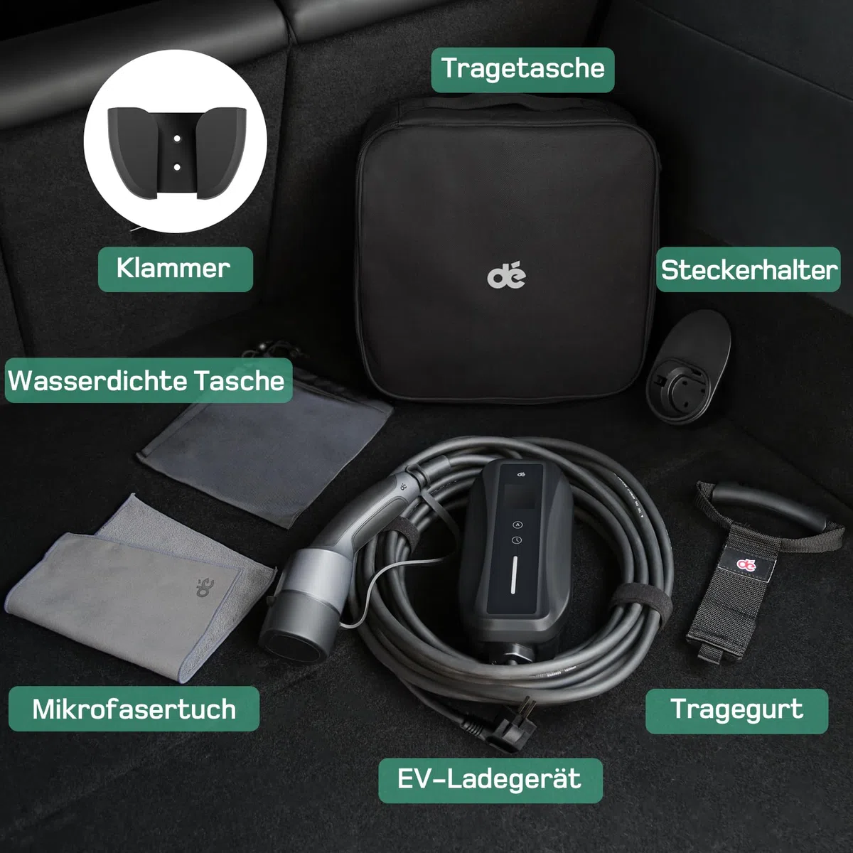 dé Typ 2 Ladekabel Schuko 3,68kW[1-phasig, 6m, 6-16A], EV Chargers mit Steuerbarer Digitalanzeige für Elektroauto, EV Ladegerät für 3008/508, C5X, DS7, GLA, Q3, X3, ZOE, ID.3, ID.4 und Anderen PHEV/EV