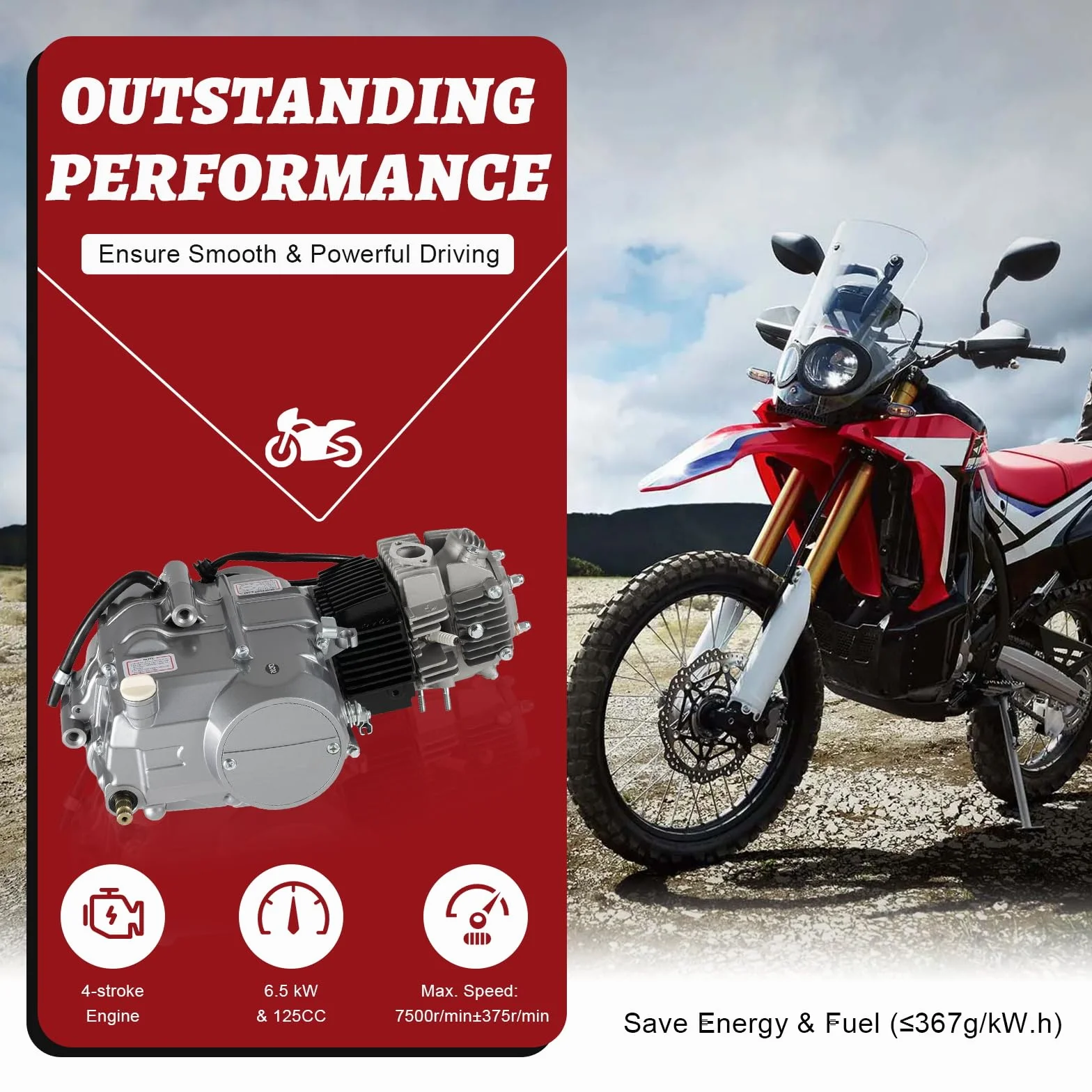 125ccm 4 Takt Motor Einzelzylinder mit Pedalstart CDI Zündung 4 Gang Dirt Bike Engine für ATV Go-Kart