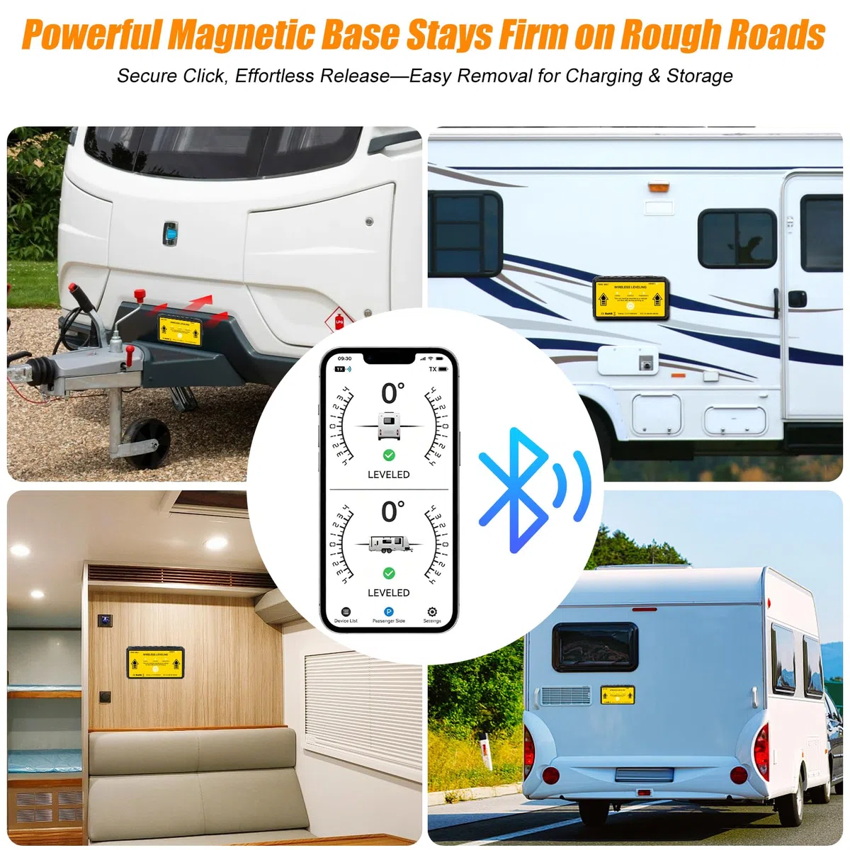 Kabelloses RV-Nivelliersystem, Bluetooth-Nivellierer für Camper, Automatische Niveaustanzeige,Wohnmobil Wohnwagen Camper Zubehör, Wohnmobil und Anhänger Nivelliergerät Offroad-Zubehör