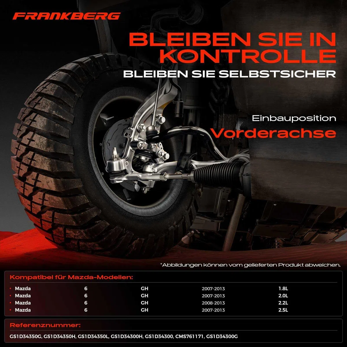 Frankberg 2x Querlenker Achslenker Vorne Kompatibel mit 6 Hatchback GH 1.8L-2.5L 2007-2013 6 Kombi GH 1.8L-2.5L 2007-2013 6 Stufenheck GH 1.8L-2.5L 2007-2013 Replace# GS1D34300G