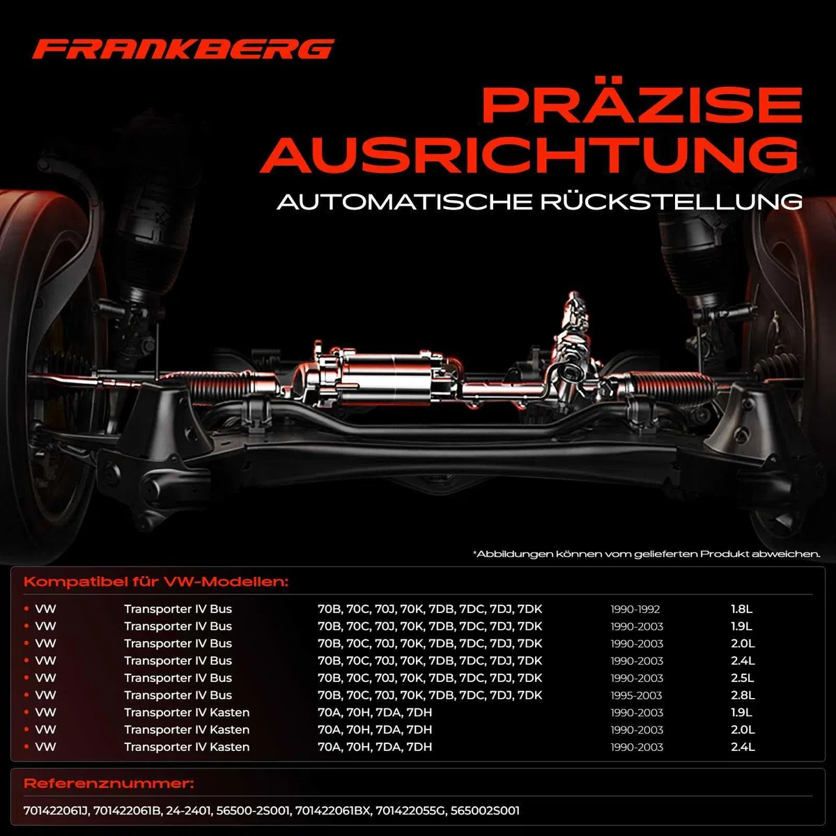 Frankberg Lenkgetriebe Servolenkgetriebe Hydraulisch für Linkslenker Kompatibel mit Transporter IV 70E 70L 70M 7DE 7DL 1.9L-2.5L 1990-2003 Transporter IV 70XD 2.5L 1996-2003 Replace# 701422061J